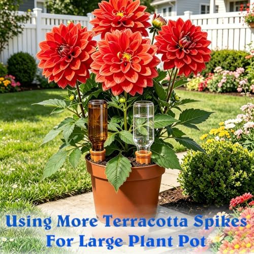Terracotta Plant Watering Devices, Outdoor Indoor Plant Self Waterer Spikes