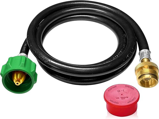 6 FT Propane Adapter Hose for Weber Travelev Grill, for Weber Q Series,for Coleman Stoves,for Blackstone 17" 22" Tabletop Griddle,for Char-Broil Portable Grills-Converts 1 lb to 20 lb Cylinders.