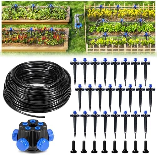 HIRALIY 100FT Drip Irrigation Kit for Raised Beds & Gardens