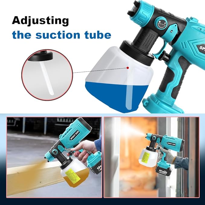 Paint Sprayer Compatible with Makita 18V Lithium Battery, Cordless Paint Sprayer HVLP Spray Gun with Copper Nozzle, 200W Power Easy to Clean for Home Interior,Exterior, Renovation(Tool Only)