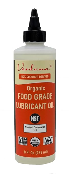 Verdana Food Grade Lubricant Oil – Organic, Kosher, NSF H1, Non-GMO – Petroleum-Free Light Machine Oil for Meat Slicers, Grinders, and Food Contact Equipment – Rust & Corrosion Inhibitor – 8 Fl Oz