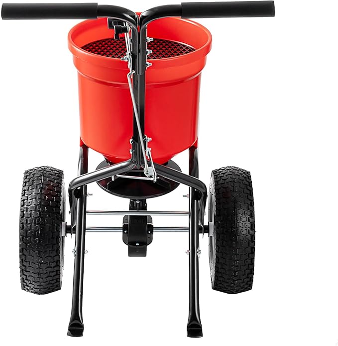 Fertilizer Spreader, 90LBS Walk Behind Push Spreader, Broadcast Spreader for Seed, Fertilizer, Salt with 12.5-Inch All Terrain Pneumatic Tires