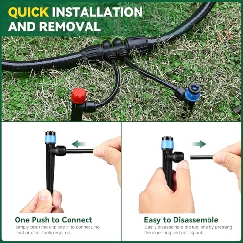 Drip Irrigation System for Garden, 2026-Upgraded Quick Connect Garden Watering Kit All-in-One with 1/2 inch 1/4 inch Irrigation Tubing for Garden, Lawn, Greenhouse, Raised Beds (91FT)