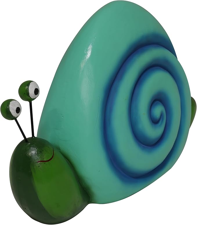 Alpine Corporation WQA1648HH-BL Polyresin Swirl Snail Statuary, Stylish Statuary Decor for Garden, Patio, and Lawn, 7" H, Blue