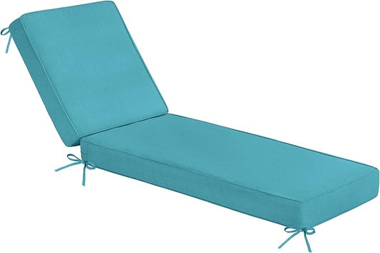 Sundale Outdoor Olefin Chaise Lounge Cushion, Water-Resistant Patio Lounge Chair Cushion, Thick Lounger Pad with 4 Straps Teal, 80 x 26 x 4 Inches