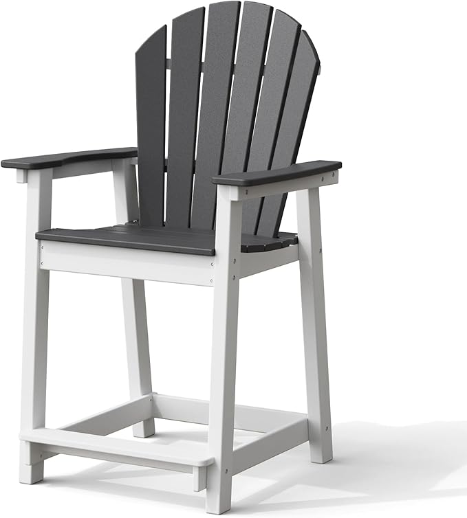 OTSUN Tall Adirondack Chairs, Outdoor Balcony Chair, Patio Bar Stool with Widened Arms, High Back, Footrest, 400lbs, All-Weather Bar Height Chair for Garden, Yard, Backyard