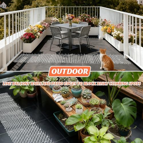 Transparent Cat Scat Mat with Spikes, 6.5FT Clear Cat Deterrent Mat for Sofa, Windowsill, Balcony & Garden, Cuttable Indoor Outdoor Pet Repellent Mat, 78 x 11 Inch