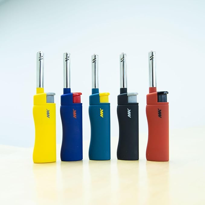 MK Lighter 10PCS Candle Lighters, Windproof Flame, Ideal as Lighters for Candle, BBQ Lighters, Camping, Outdoor, Butane Refillable, Multipurpose (3BL HUE -10PC)
