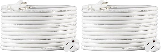 Amazon Basics Extension Cord, 13 Amps, 125V, 20 Foot, White - Pack of 2