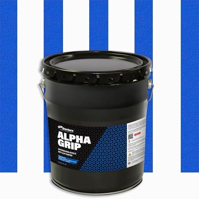 Alpha Grip Non-Slip Paint for Concrete & Asphalt – Non-Skid Coating Ideal for Striping Parking Lots, Playgrounds & Pavements (Safety Blue, 5 Gallon)