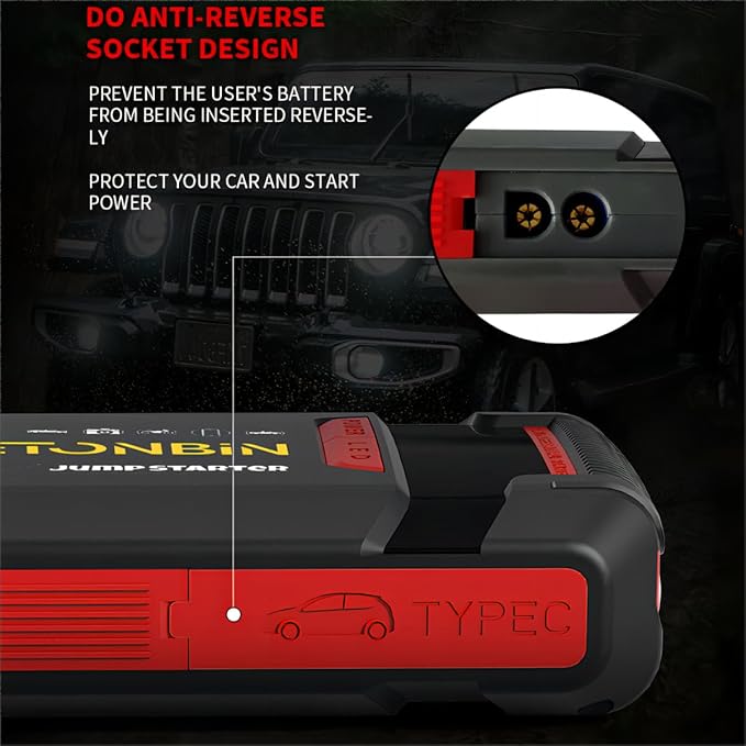 1500A Jump Starter for 7.0L Gas/3.5L Diesel Engine, 12V Car Battery Charger Portable with Jumper Cables,LED Display, LED Light, Power Bank with USB, Type C Port