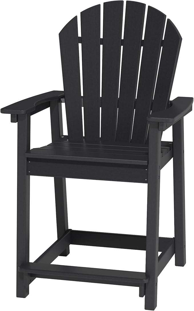 OTSUN Outdoor Tall Adirondack Chair, HDPE Weather Resistant Outdoor Chair for Garden, Backyard, Poolside, Capacity 400LBS (6 PCS, Black)