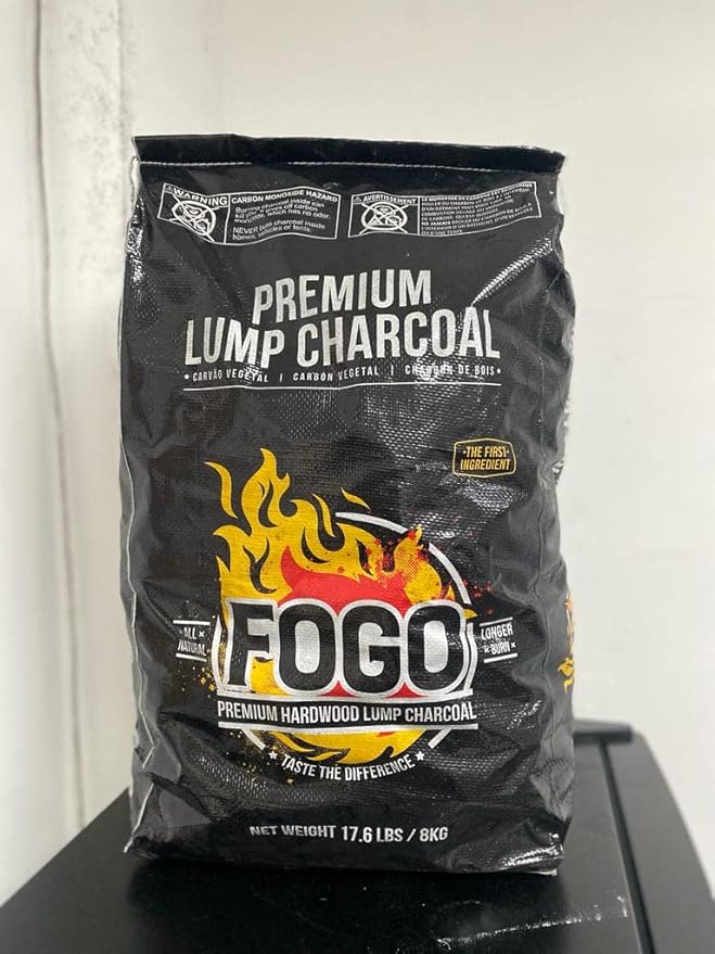FOGO Premium Hardwood Lump Charcoal, Natural Medium and Small Sized Lump Charcoal 17.6 Pound Bag and FOGO Barrel Proof Bourbon Barrel Blocks, 2 Pound Resealable Bag, Bundle