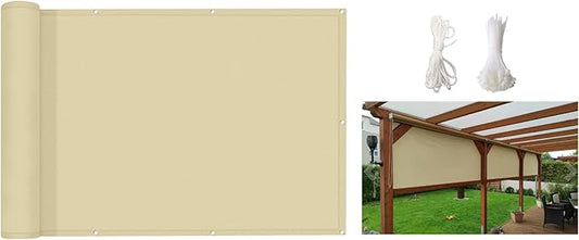 3.3'x16' Aiwi Space Privacy Fence Screen, 100% Solid Non-See-Through Privacy Fence Panel, Garden Fence, Full Privacy Protect for Balcony, Backyard,Porch, Railing and Pool, Beige
