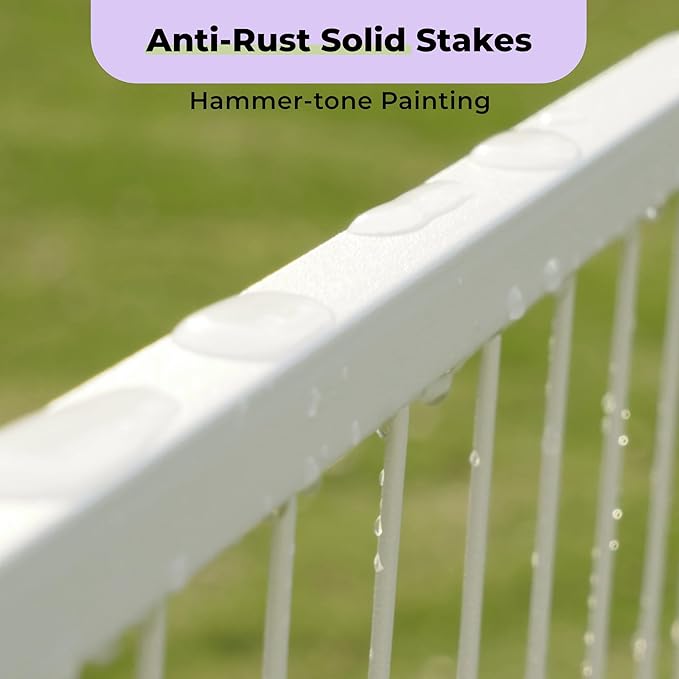 SunsGrove Tall Garden Fence with Gate, 45 in(H) x 26.8 ft(L) 12 Panels Heavy Duty Metal Animal Barrier Fence for Yard, Suitable for Indoor or Outdoor Dog Pet Fence, Garden Fence Border, White