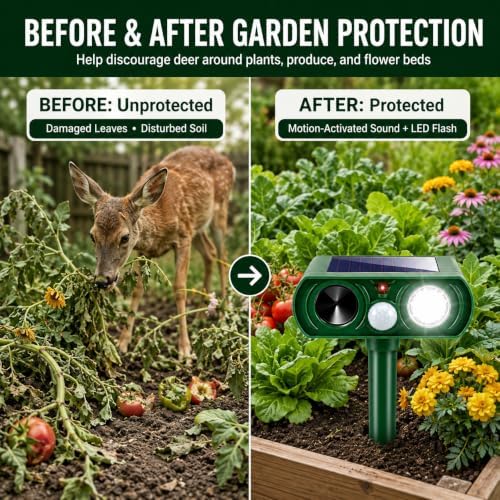 2026 Upgraded 4-Pack Solar Ultrasonic Animal Repellent Outdoor for Yard