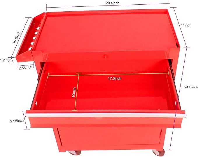 5 Drawer Rolling Tool Chest,Tool Storage Cabinet & Tool Box Cart with Wheels, Big Tools Removable Tool Box Combo,Tools Storage Boxs,Tools Case for Garage Warehouse Workshop (Red)