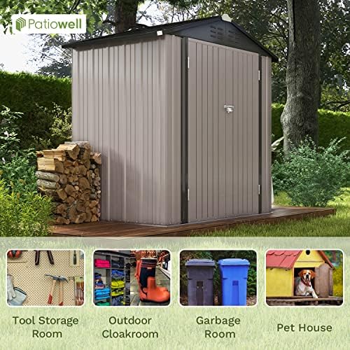 Patiowell 6x4 FT Outdoor Storage Shed, Garden Tool Storage Shed