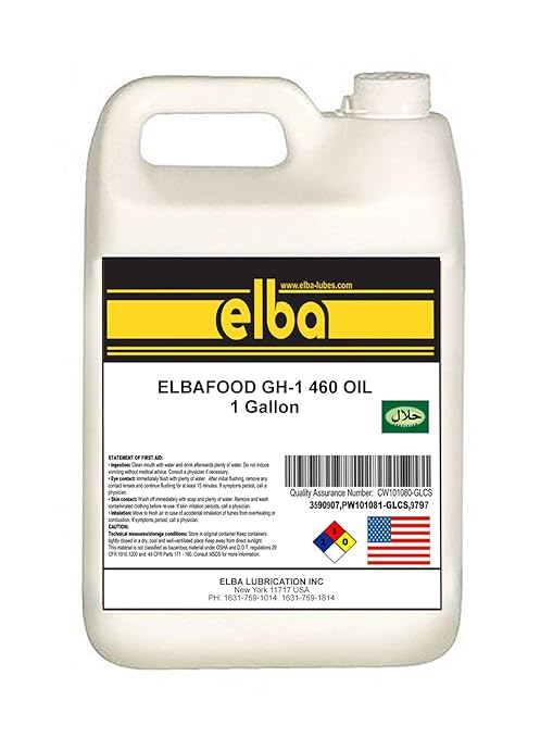 Food Grade Gear Oil 460 | Industrial EP Gear Oil | Fully Synthetic Blend | NSF H-1. Kosher and Halal Approved. Compare to: LUBRIPLATE | Petro-Canada | (1 Gallon Pack) Made in USA