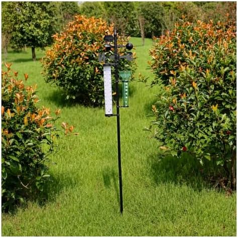 Rain Gauge Outdoor, Weather Station Kit Rain Gauge Thermometer Anemometer 3 in One