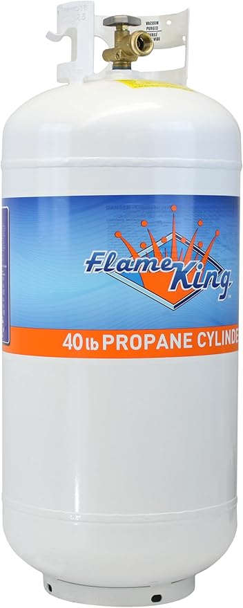 Flame King YSN401 Steel Propane Tank Cylinder With Overflow Protection Device Valve, 40 Lb, White