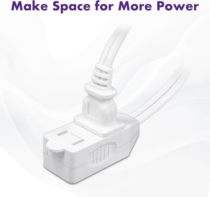 POWERCORDS [ETL Certified] 2-Pack 16 AWG 2 Prong Extension Cord, 13A 3-Outlet Indoor Extension Cord with Tamper Guard, 13 Amp, 1625 Watts, White, Available Lengths 3FT, 6FT, 10FT, 15FT (6 Feet)