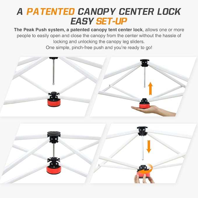 EAGLE PEAK Pop Up Canopy Tent with Wheeled Carry Bag, 8 Stakes, 4 Ropes, 4 Weight Bags, Easy Set Up Tent Canopy, 10x10 ft, 100sqft of Shade, Red Plaid