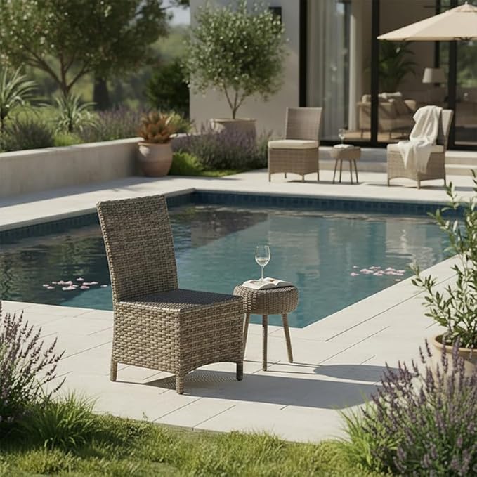 Covers & All Universal Armless Dining Chair, Willow Flat Wicker All-Weather Outdoor Furniture with Rust-Free Aluminum Frame for Patio Furniture and Dining Chairs (24" L x 24" W x 35.5" H)