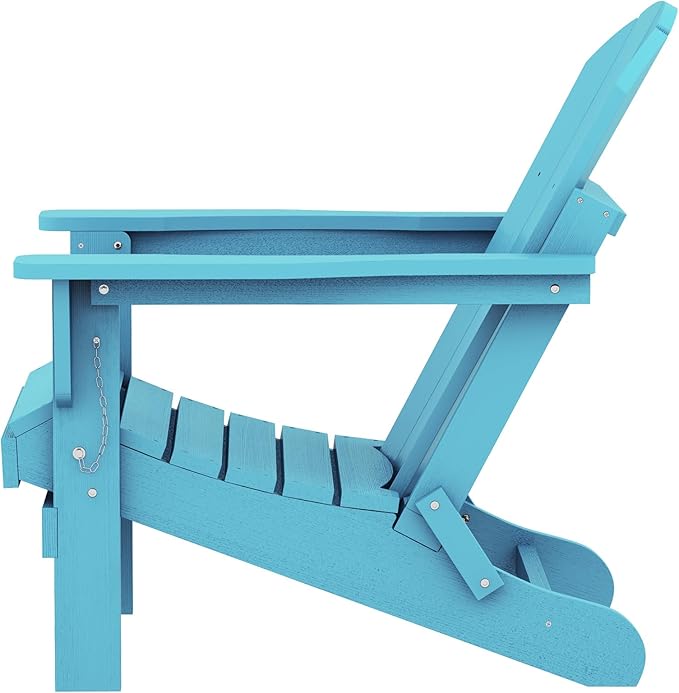 SERWALL Foldable Adirondack Chair Set of 4 for Patio Garden Outdoors- Aruba Blue