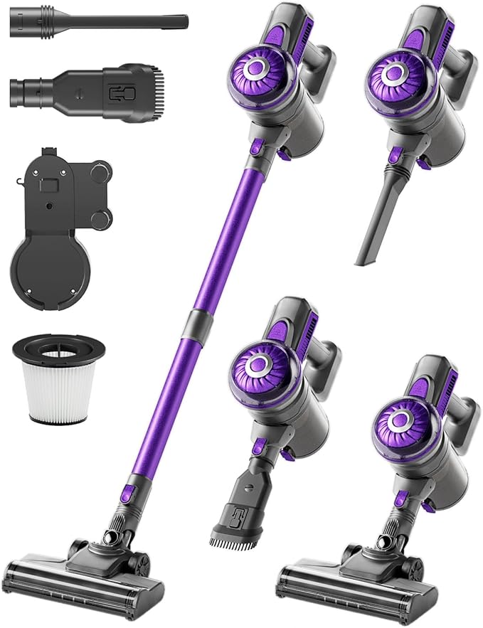 Cordless Vacuum Cleaner, Stick Vac Cleaners for Home with Tangle-Resistant,Up to 50 Minutes,Powerful Suction,Rechargeable,Lightweight,Handheld, Versatile for Carpet, Hard Floor, Pet Hair, S2
