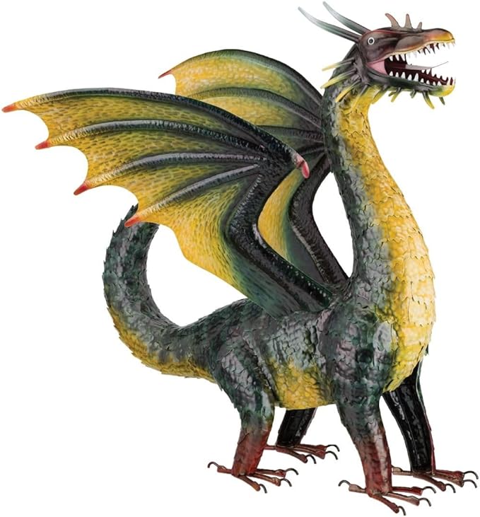 Regal Art & Gift Dragon Metal Statue – Indoor Outdoor Decorative Sculpture for Home & Garden Décor, Weather-Resistant Yard Art Figure for Patio, Lawn, Green