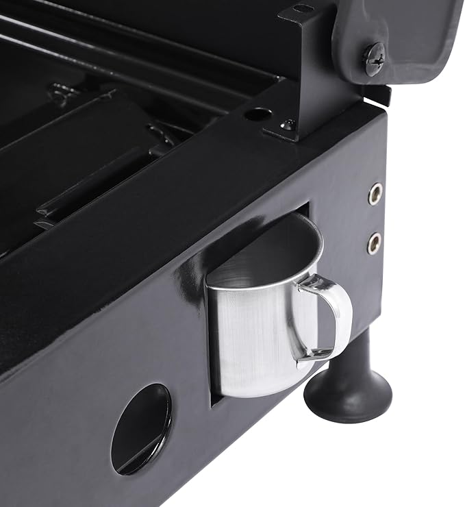 3-Burner Tabletop Gas BBQ Grill with Stainless Steel Plancha, 28680 BTU Output Portable Mini Gas Grill w/Cast Iron Grating Mesh, Compact Design Mini Grill for Camping, RV, Backyard BBQ