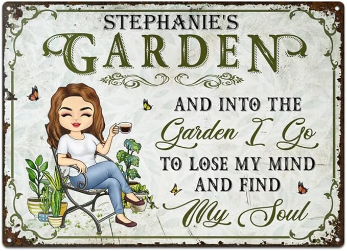 And Into The Garden I Go Gardening, Decor Sign, Personalized Custom Classic Metal Signs Garden Yard Wall Decorative Metal Sign (1)