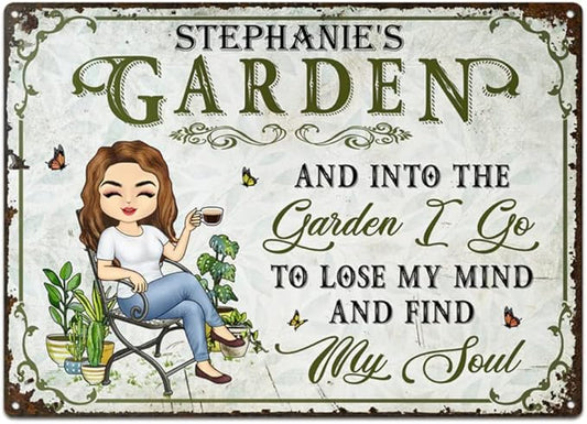 And Into The Garden I Go Gardening, Decor Sign, Personalized Custom Classic Metal Signs Garden Yard Wall Decorative Metal Sign (1)