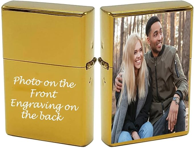 Custom Gifts Infinity Lighter! Personalize Lighter with Your Image or Logo! Customized (Gold) - Christmas, Halloween & Valentines Day Gift