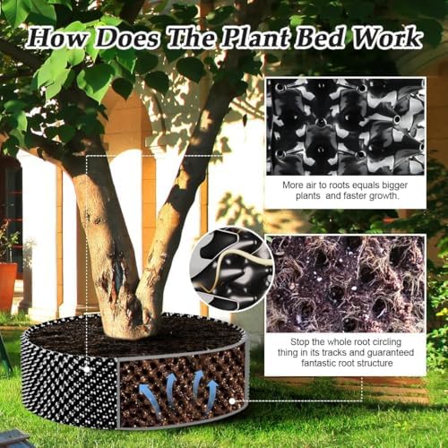 RooTrimmer Air Pruning Containers, 25 Gallon Air Pots for Big Tree, 100 Liter 20" X 20" D/H Special Packing Interlocked Large Air Root Pruning Planters Outdoor, Black, 5 Packs