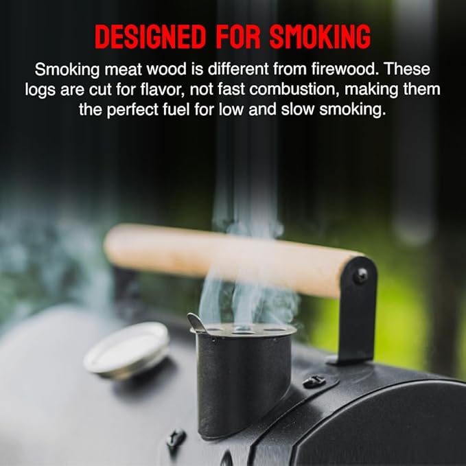 Smoking Wood Mini Splits, 6-Inch Firewood Logs, Naturally-Cured Hickory Hardwood for Wood-Fired Ovens, Smokers, BBQ & Charcoal Grills, USA Made, 12-17 lbs., 800 Cubic Inches