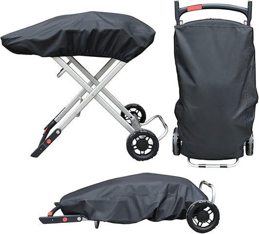 TOHONFOO Grill Cover for Weber 9010001 Traveler Portable Gas Grill - Heavy Duty Waterproof 600D Oxford Fabric and Adjustable Hem Grill Cover