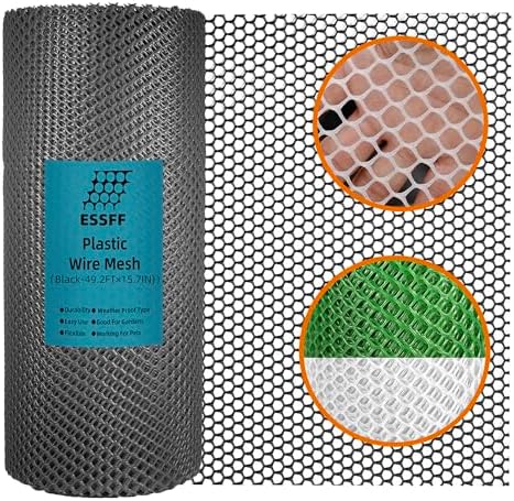 Pet & Garden Safeguard - 15.7IN x 49.2FT Roll - Black Plastic Netting, Multi-Use Decorative Fence for Poultry, Dogs, Rabbits,Chicken and Snake Barrier
