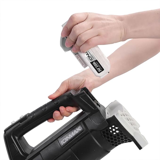 Sun Joe Cordless Jet Blower with Compact Turbine, Battery & Charger, 24V, 100 MPH - Portable and Lightweight Battery-Powered Electric Equipment for Lawn, Garden, and Yard Care, IONMAX 24V-TB-LTE