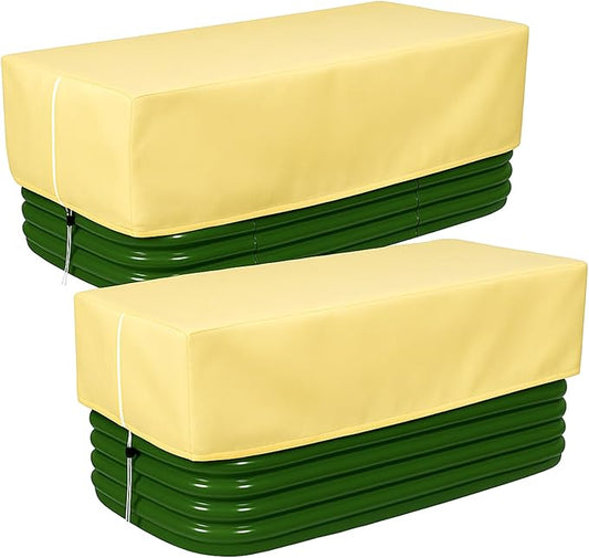 2 Pcs 49.6" x 20" Raised Garden Bed Cover for Winter Large Plant Covers Freeze Protection with Zipper Drawstring Frost Cloth Blanket Protection Box Bags for Garden Outdoor Plants Bush