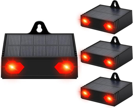 Coyote Deterrent Deer Repellent Devices Solar Nocturnal Animal Repeller Predator Light with Large Solar Panel for Yard Garden Chicken Coop Fox Raccoon Skunk 4 Pack