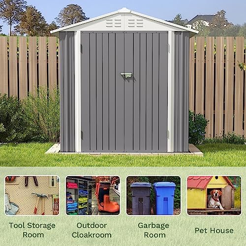 Patiowell 6x4 FT Outdoor Storage Shed, Metal Outdoor Sheds with Vents&Lock