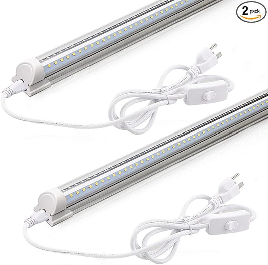 Barrina 2FT LED Shop Light, 4000K 20W 3000LM, Clear Cover Linkable LED Tube Lights, V Shape Integrated T8 LED Lighting, LED Ceiling Lights for Garage, Warehouse, Workshop, ETL Listed, 2 Packs