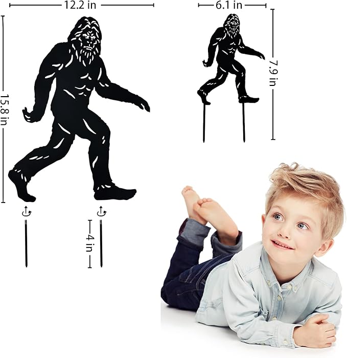 15.8 inch Bigfoot Outdoor Decor Big Foot Sasquatch Gifts for Men/Dad/Women Metal Bigfoot Silhouette Statues for Yard Decor, Garden Decor, Yard Art, Forests, Yard Display, Lawn Decorations