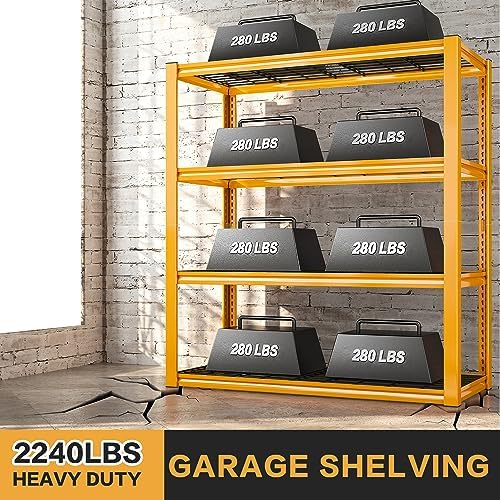 REIBII 40" W Yellow Garage Shelving with Double-Layer Frames for Homeowners