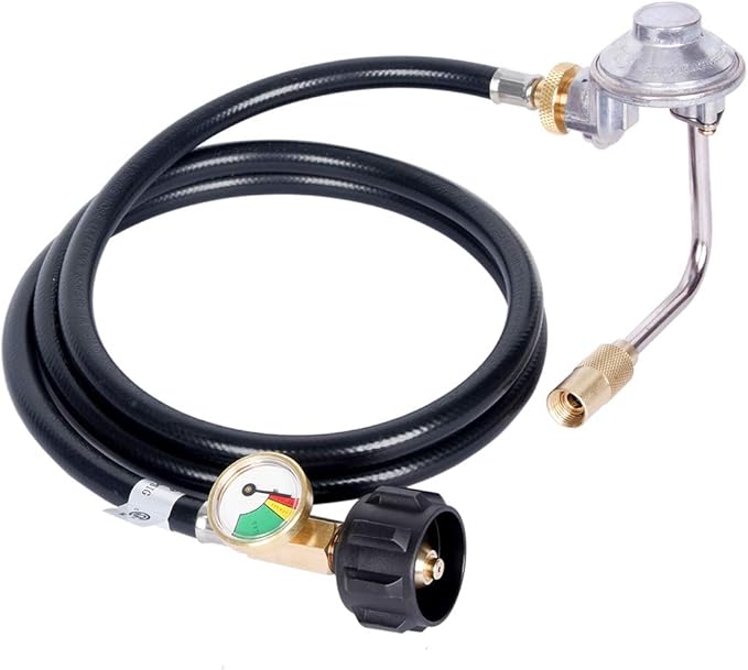 GasSaf 5FT Propane Adapter Hose with Propane Grill Regulator Suitable for Blackstone 17"、22" Tabletop Griddle