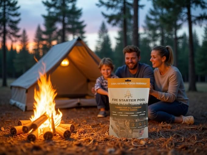 Quick to Light Wax Fire Starters Camping | 15+ Min Burn time, Fire Starters for Fireplace & Campfire (Pack of 50)
