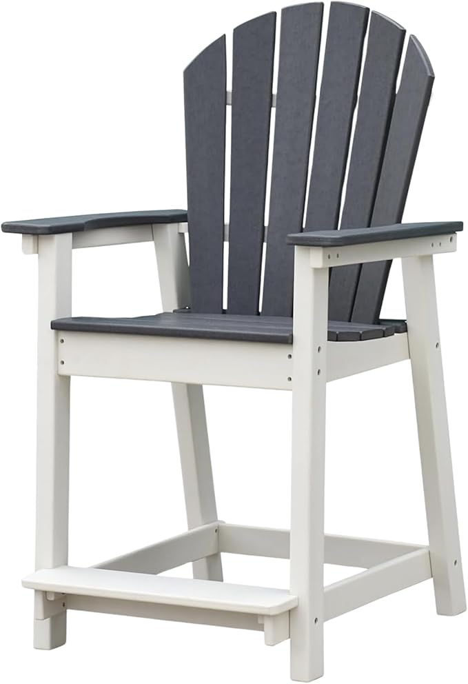 OTSUN Outdoor Tall Adirondack Chair, Patio Bar Stool Chair with High Back, 400lbs, Widened Arms, All-Weather Balcony Chair for Backyard, Garden, Yard (1 PC)