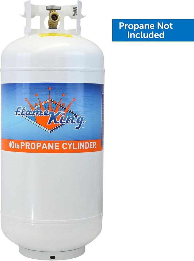 Flame King YSN401 Steel Propane Tank Cylinder With Overflow Protection Device Valve, 40 Lb, White